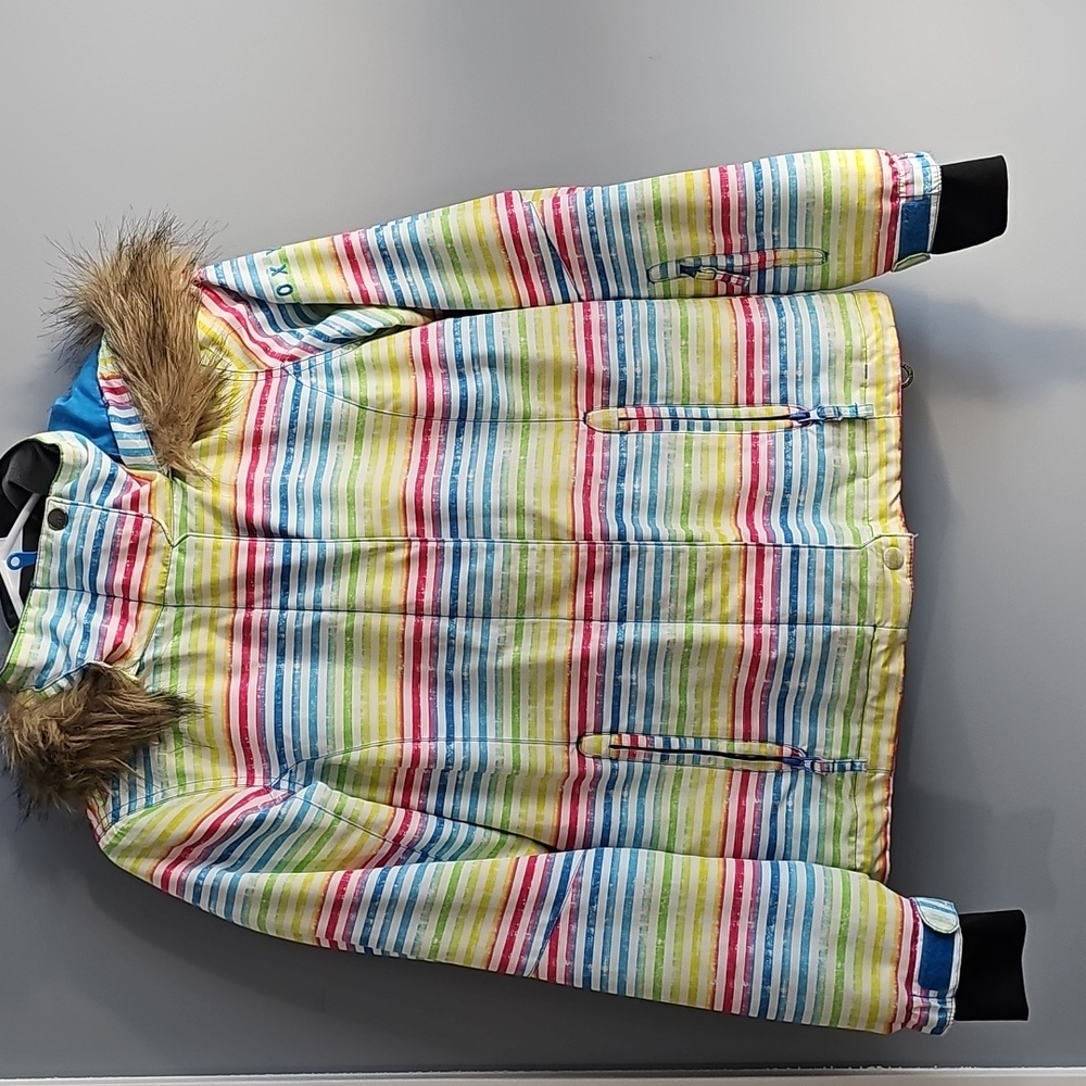 Roxy Kids Vibrant Striped Raincoat